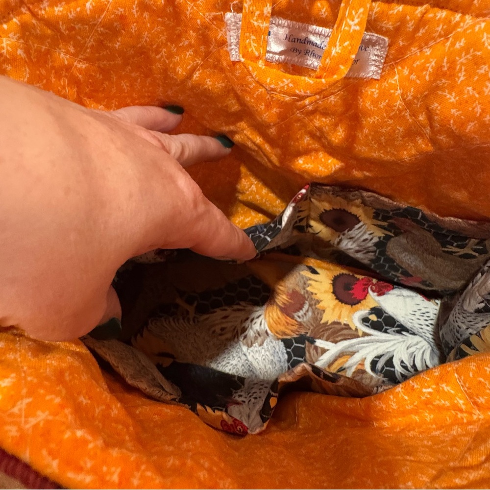 Handmade Rooster And Chicken Print Shoulder Bag - Picture 9 of 12